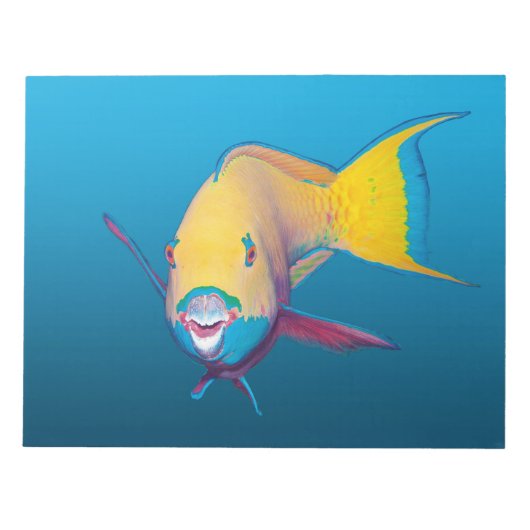 Naher Papageienfisch! Gradient-blauer Hintergrund Notizblock (Vorderseite)