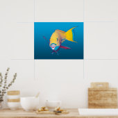 Naher Papageienfisch! Gradient-blauer Hintergrund  Poster (Küche)