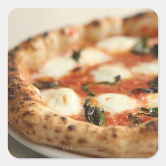 Naher Pizzapee Quadratischer Aufkleber (Vorderseite)