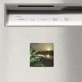 Naher Schmetterling auf Blatt bei Sonnenuntergang Magnet (In Situ (Geschirrspüler))