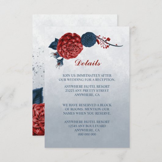 Näheres zu den Blume Marine und Bordeaux Begleitkarte (Vorne/Hinten)