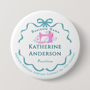 Näherin Geschäft Nähmaschine Blau Button