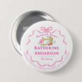Näherin Geschäft Nähmaschine Hellrosa Button (Vorne & Hinten)
