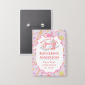 Näherin Geschäft Nähmaschine Pink Button (Vorderseite/Rückseite)