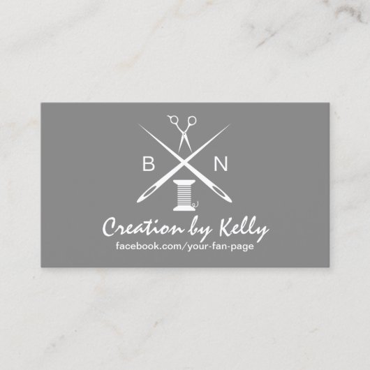 Näherin-nähende Nadeln u. Faden-nobles Silber Visitenkarte (Vorderseite)