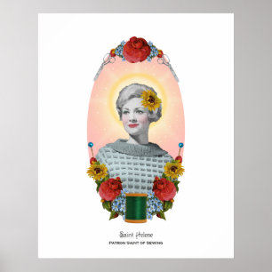 Näherin Patron St. Vintage Originelle Kunst Poster