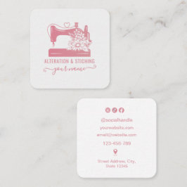 Näherin Pink Nähmaschine Quadratische Visitenkarte