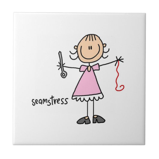 Näherin-Stickfigur Fliese (Vorderseite)