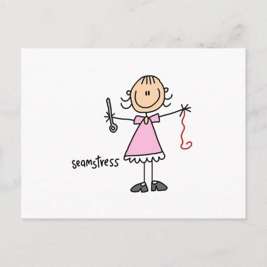 Näherin-Stickfigur Postkarte (Vorderseite)