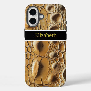Nahes Aufsetzen der komplexen Snakeskintextur iPhone 16 Plus Hülle