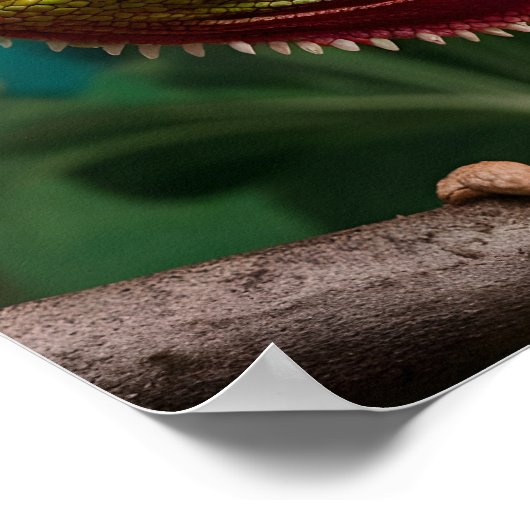 Nahes Aufsetzen einer farbenfrohen Chameleon-Lizar Poster (Ecke)