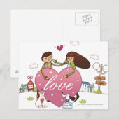 Nahes Aufsetzen eines Herzteils Postkarte (Vorne/Hinten)