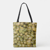 Nahes Aufsetzen grüner Oliven Tasche (Rückseite)