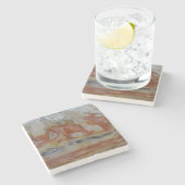 Nahes Aufsetzen von versteinertem Holz Steinuntersetzer (Seitenansicht)