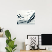 Nahes Auftragen der Packung und des Pens Poster (Heimbüro)