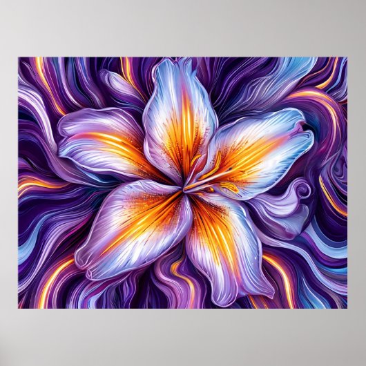 Nahes Auftreffen einer Lilie-Blume Poster (Vorne)