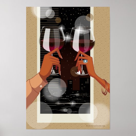 Nahes Ausprobieren eines Paares mit Weingläsern Poster (Vorne)