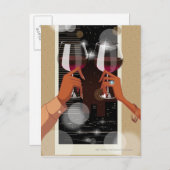 Nahes Ausprobieren eines Paares mit Weingläsern Postkarte (Vorne/Hinten)