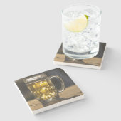 nahes Bier-Glas-Getränk, Indien Steinuntersetzer (Seitenansicht)