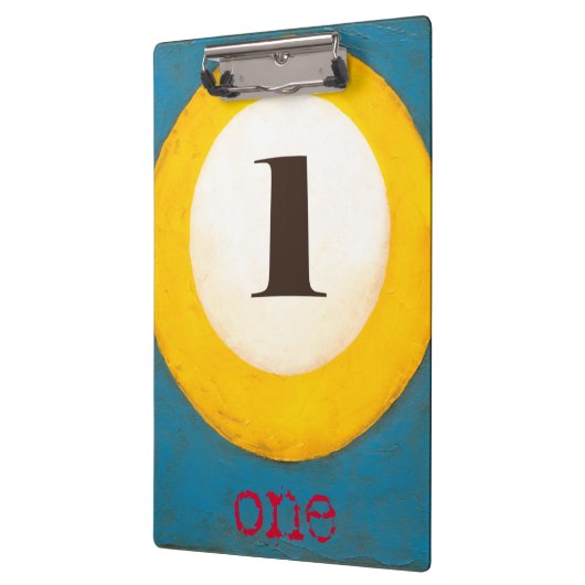 Nahes Bild der Nummer 1-Pool-Ball Klemmbrett (Links)