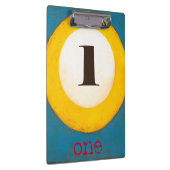 Nahes Bild der Nummer 1-Pool-Ball Klemmbrett (Rechts)