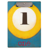 Nahes Bild der Nummer 1-Pool-Ball Klemmbrett (Vorderseite)