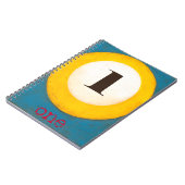 Nahes Bild der Nummer-1-Pool-Ball Notizblock (Linke Seite)