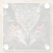 Nahes Eule mit orangefarbenen Augen Glasuntersetzer (Rückseite)