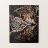 Nahes Eule mit orangefarbenen Augen Puzzle (Vertikal)
