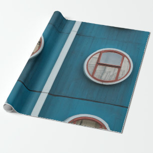 Nahes Foto mit runden grauen Glasfenstern Geschenkpapier