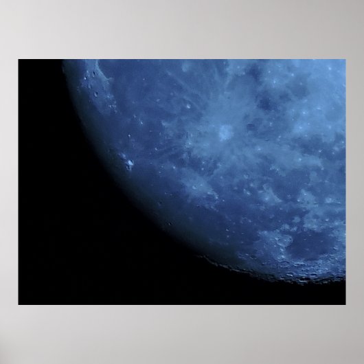 Nahes Foto Vollmond in Blau Poster (Vorne)