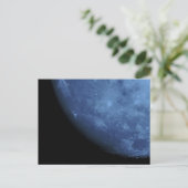 Nahes Foto Vollmond in Blau Postkarte (Stehend Vorderseite)