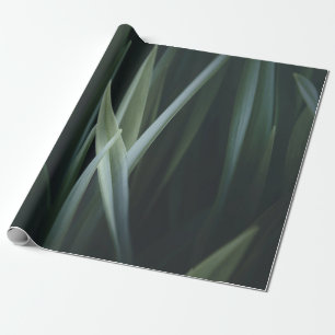 Nahes Foto von grünen linearen Blätter Geschenkpapier