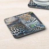 Nahes Leopardenportrait Getränkeuntersetzer (Linke Seite)