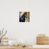 Nahes Portrait eines Schwarzen Pferdes Poster (Küche)