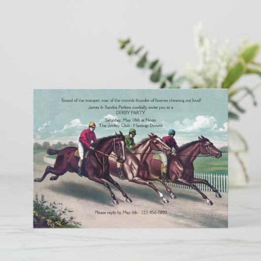 Nahes Rennen Derby Einladung (Stehend Vorderseite)