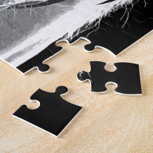 Nahes Schwarz-weißes Pferd in der Nacht Puzzle (Seite)