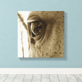 Nahes Sepia-Bild eines Grausehauges Leinwanddruck (Insitu (Holzboden))