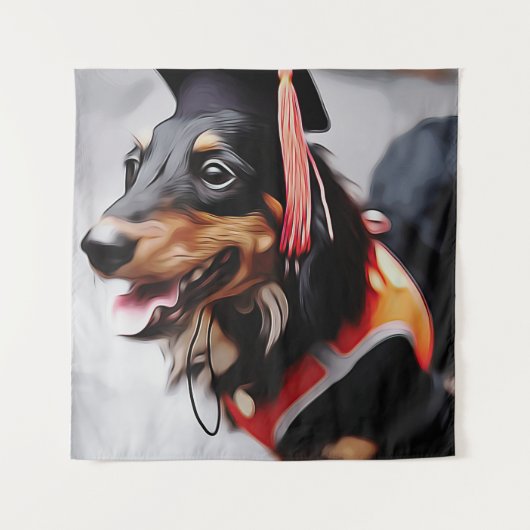 Nahes Up Dackel Hund mit Abschluss Wandteppich (Vorderseite)