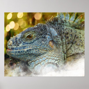Nahes Up of a Large Scalygreen Iguana Lizard Poster
