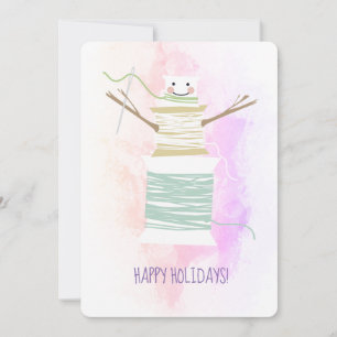 Nähgarn spools Schneemann Weihnachtskarte Feiertagskarte