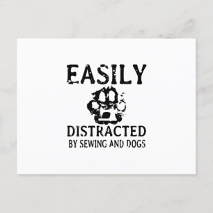 Nähgeschenk   Durch Nähen und Hund leicht abgelenk Ankündigungspostkarte