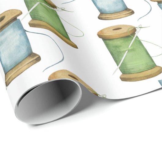 Nähgewinde Wasserfarbmuster Geschenkpapier (Rolleneckpunkt)