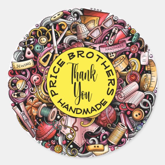 Nähhandschuh aus klassischem Rundaufkleber Runder Aufkleber (Vorderseite)