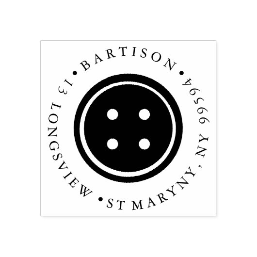 Nähknopf RUNDE RÜCKSENDEADRESSE Gummi Briefmarke Gummistempel (Prägung)