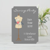 Nähkreisnähte Party Vintage Nähte Einladung (Stehend Vorderseite)