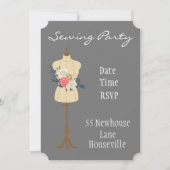 Nähkreisnähte Party Vintage Nähte Einladung (Vorderseite)