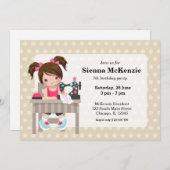 Nähmädchen Einladung (Vorne/Hinten)