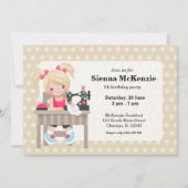 Nähmädchen Einladung (Vorderseite)