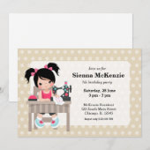 Nähmädchen Einladung (Vorne/Hinten)